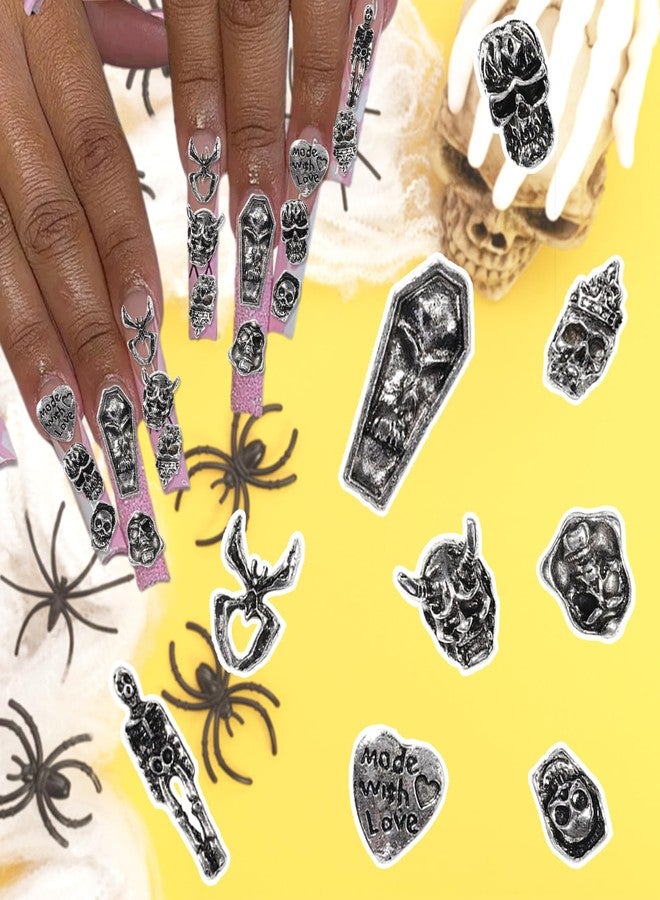 KYLELOVE Nail Gems and Charms Y2K 90 PCS Skull Nail Charm 3D Spider Heart Shape Charms for Nails Craft DIY Art Gem Nails Supplies Decorations - Image 2